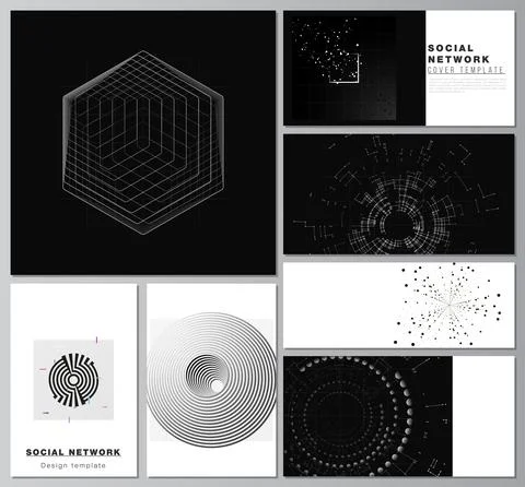 Vector layouts of social network mockups for cover design, website design Illustrazione stock