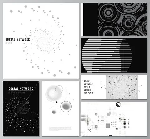 Vector layouts of social network mockups for cover design, website design Stock Illustration