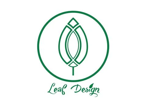 Vector leaf, circle shape green abstract emblem, logo template design concept Stock Illustration