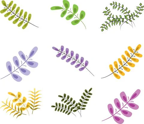 Vector leaf drawing design set Stock Illustration