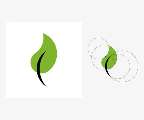 Vector leaf in golden ratio style. Editable illustration Stock Illustration