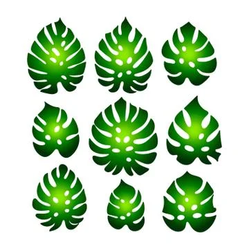 Vector leaf gradient silhouette set Stock Illustration