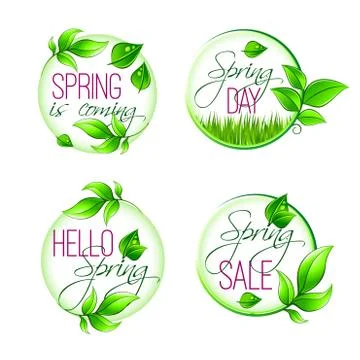 Vector leaf grass of spring time isolated quotes Stock Illustration