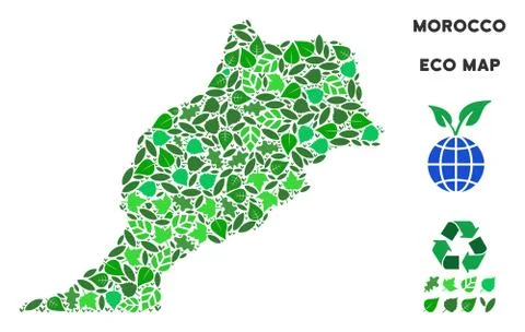 Vector Leaf Green Collage Morocco Map イラスト素材