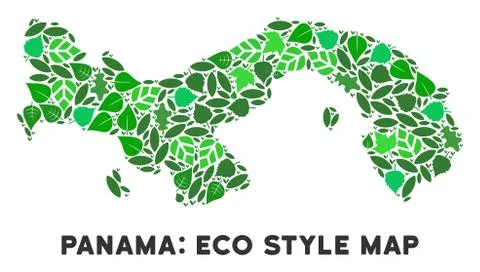 Vector Leaf Green Mosaic Panama Map Stock Illustration