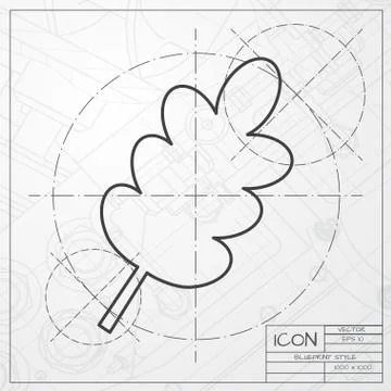 Vector leaf icon. Epsclassic blueprint of0 Stock Illustration