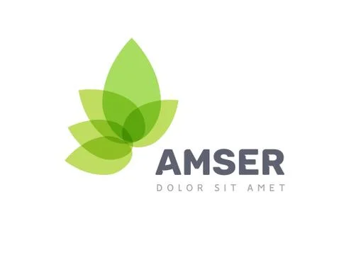 Vector leaf logo, green clean eco icon tree growth. Abstract leaf symbol logo Stock Illustration