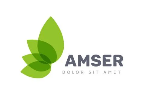 Vector leaf logo, green clean eco icon tree growth. Abstract leaf symbol logo Stockillustratie