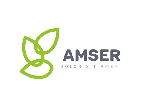 Vector leaf logo, green clean eco icon tree growth. Abstract leaf symbol logo Ilustración de archivo