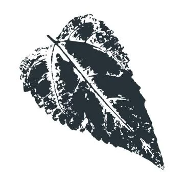 Vector Leaf print. Inkprinted leaves of the trees on paper Illustrazione stock