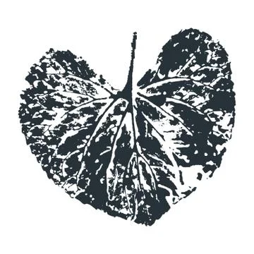 Vector Leaf print. Inkprinted leaves of the trees on paper Stock Illustration