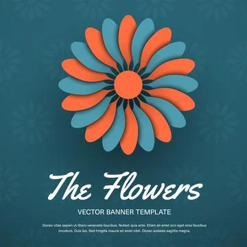 Vector leaflet template with flower, postcard with design, isolated on backgr Stock Illustration