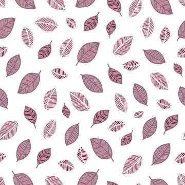 Vector leafs on white seamless pattern print background. Stock Illustration