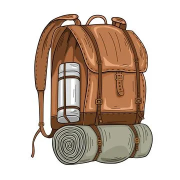 Vector leather brown travel backpack Stock Illustration