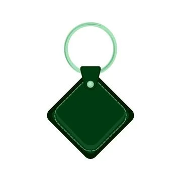 Vector leather holder trinket, pink keychain for key. Metal ring. Label of .. Stock Illustration