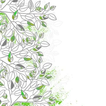 Vector leaves green sketch vector illuatration cartoon style background Stock Illustration