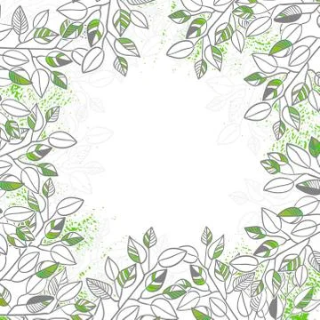 Vector leaves green sketch vector illuatration cartoon style background Stock Illustration