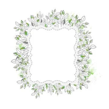 Vector leaves green sketch vector illuatration cartoon style background Stock Illustration