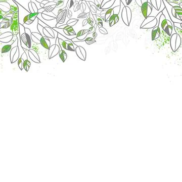 Vector leaves green sketch vector illuatration cartoon style background Illustrazione stock