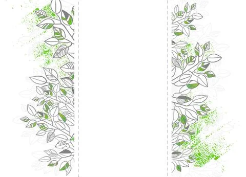 Vector leaves green sketch vector illuatration cartoon style background Stock Illustration