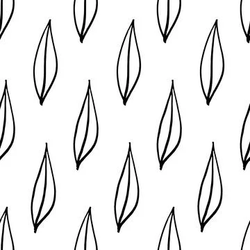 Vector leaves hand-painted seamless pattern with ink brush strokes Stock Illustration