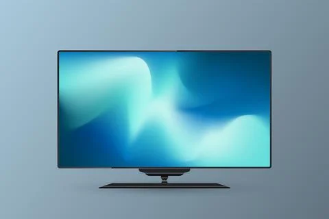 A vector LED TV Screen Mockup with gradient blue screen. A technology LED T.. Stock Illustration