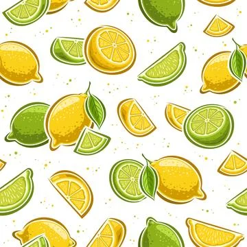 Vector Lemon and Lime seamless pattern Illustrazione stock