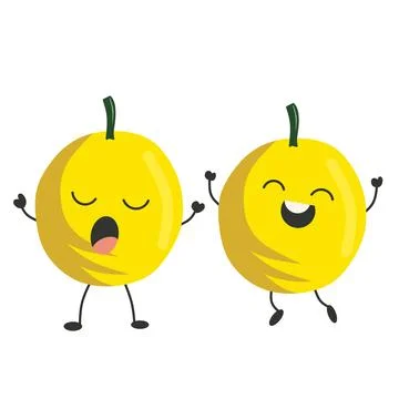 Vector lemon Character Set. Smiling, Happy. with Different Faces and Emotions. Stock Illustration