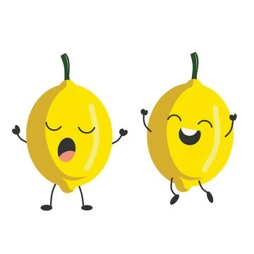 Vector lemon Character Set. Smiling, Happy. with Different Faces and Emotions Stock Illustration