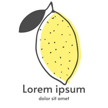 Vector lemon logo. Hand-drawn design. Fruit with text Stock Illustration