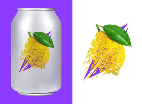 Vector lemon in low poly style . Editable illustration Stock Illustration