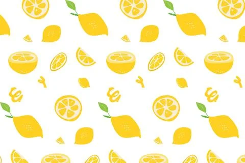 Vector lemon pattern with fruit and lemon slices. Illustrazione stock