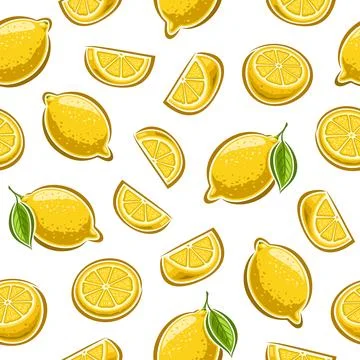Vector Lemon Seamless Pattern Stock Illustration