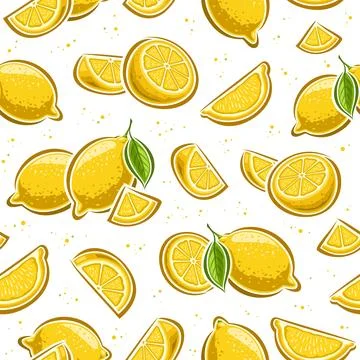Vector Lemon Seamless Pattern Stock Illustration