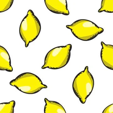 Vector lemon seamless pattern. Modern texture. Repeating endless abstract han 스톡 일러스트