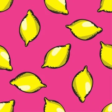 Vector lemon seamless pattern. Modern texture. Repeating endless abstract han Illustrazione stock