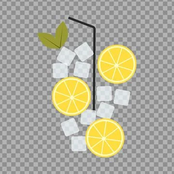 Vector Lemonade Deconstructed Illustration with Ice and Straw Stock Illustration