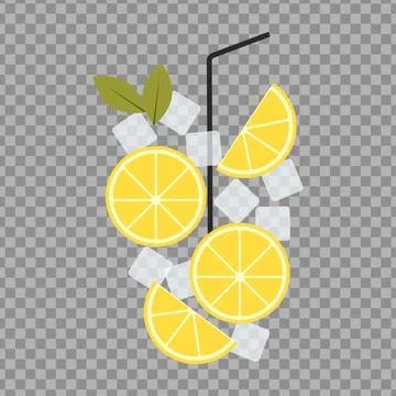 Vector Lemonade Deconstructed Illustration with Lemon Slices and Straw Illustrazione stock