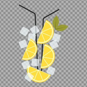 Vector Lemonade Deconstructed Illustration with Lemon Wedges and Straws Stock Illustration