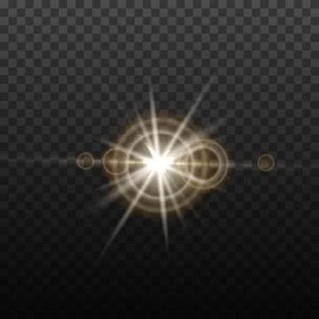 Vector lens flare effect. Round isolated transparent optical design with rays Stock Illustration