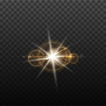 Vector lens flare effect. Round isolated transparent optical design with rays Stock Illustration