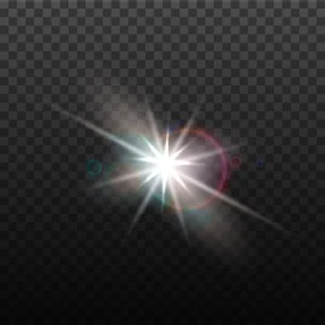 Vector lens flare effect. Round isolated transparent optical design with rays Illustrazione stock