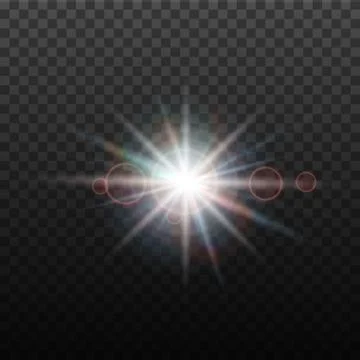 Vector lens flare effect. Round isolated transparent optical design with rays イラスト素材