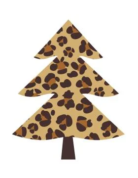 Vector Leopard Christmas Tree Stock Illustration