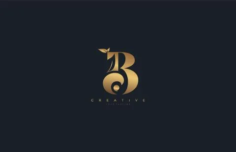 Vector Letter B Monogram Leaf Logo Golden Stock Illustration