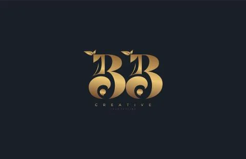 Vector Letter BB Monogram Leaf Logo Golden Stock Illustration
