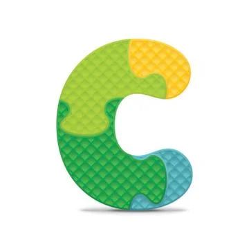 Vector letter c written with alphabet puzzle Stock Illustration