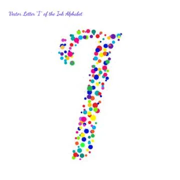 Vector Letter I from Bright Color Ink Blots with Splashes Stock Illustration