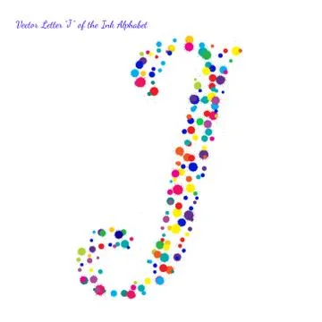 Vector Letter J from Bright Color Ink Blots with Splashes Stock Illustration