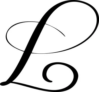 Vector letter L with wide oval top loop and round spiral ending, elegant hand Illustration